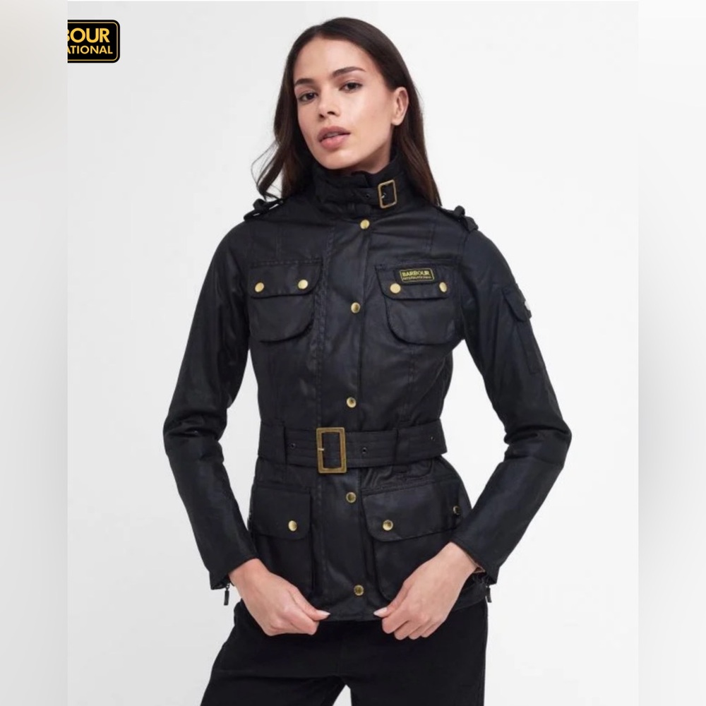 NWT Barbour Ladies International Waxed Jacket US8/UK12 Black